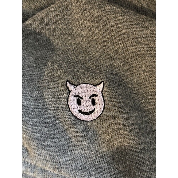 Zumiez Womans Gray Emoji Cropped Hoodie by A. Lab Ying-Yang Winking Pizza Size L - Picture 5 of 5